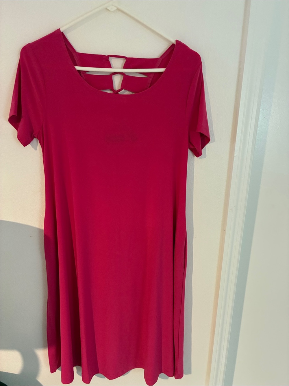 Women's Fuchsia Midi Dress with Back Cutout